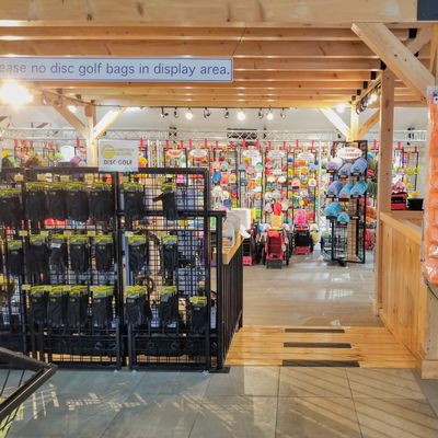 A variety of disc golf products including Friction Gloves and Pro Pull.