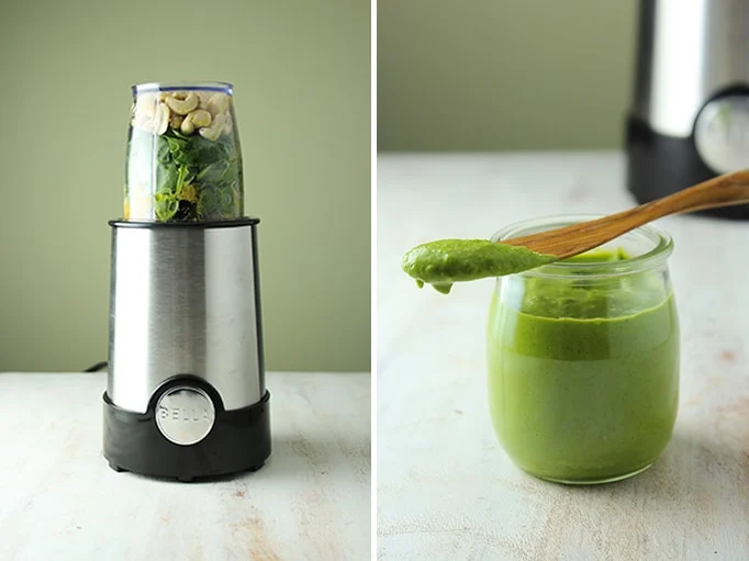 pesto in a blender