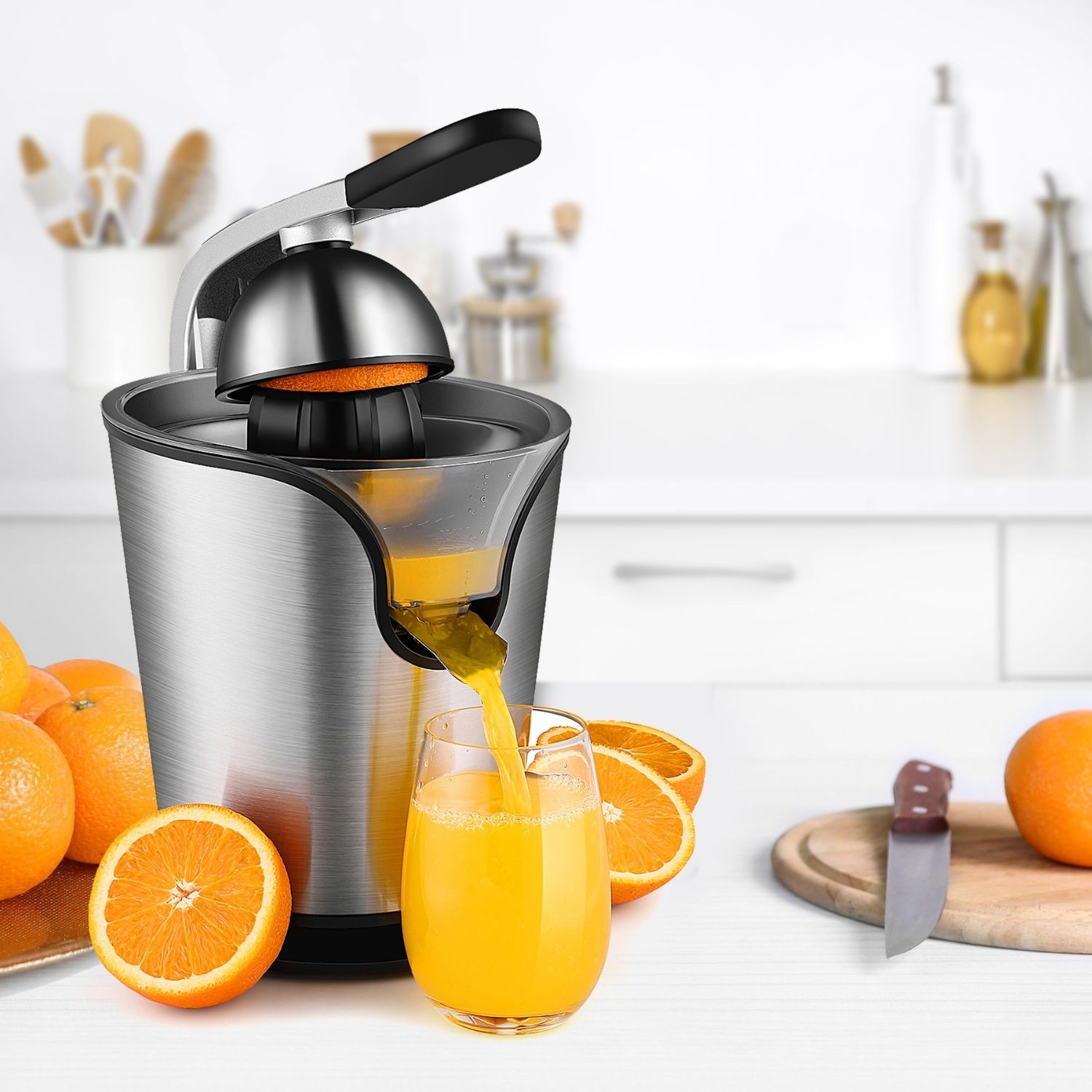 A juice machine is working